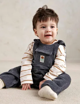 Piece Cord Dungarees Outfit (0-24 Mths) Blue male - Mamas & Papas - FashionsVida