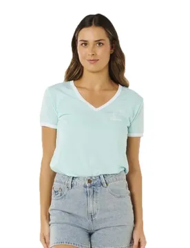 T-shirt à Manches Courtes Hotel Malibu V-neck Light Sea Blue S