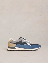Suede Lace Up Trainers Navy Mix male