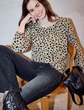 Street One Bluse mit Herzmuster female Beige