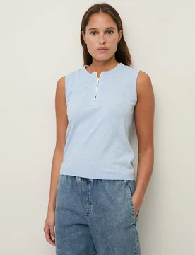 Top de mujer de algodón y lino con cuello panadero - Yerse - FashionsVida