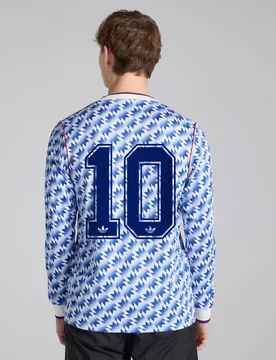Manchester United x Bringback 90/92 Away 10 Printed Long Sleeve Jersey Blue XS - Adidas - FashionsVida