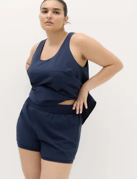 Seersucker Double Layer Shorts Dark Navy female - Goodmove - FashionsVida