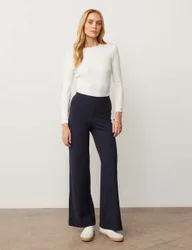 Jersey Elasticated Waist Wide Leg Trousers Navy female