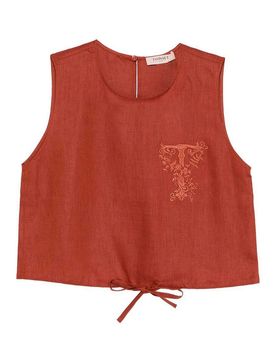 Twinset Top Smanicato Con Ricamo