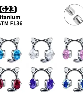 G23 Titanium Cat Earphones Labret Piercing 16G Internally Threaded CZ Lip Stud Helix Tragus Cartilage Earrings Piercing Jewelry - Aliexpress - FashionsVida