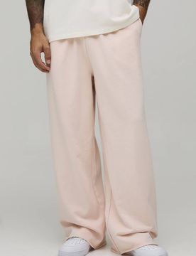 Herren Weite Jogginghose Mit Rohem Saum Pink Größe XL