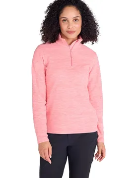 Women's Snowdon Fleece Top Quick Dry Half Zip Jumper in Coral Size: 10 - Coral - Size: 10 - Mountain Warehouse - FashionsVida