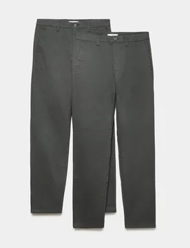 Pack Regular Fit Stretch Chinos Dark Pewter male - M&S - FashionsVida