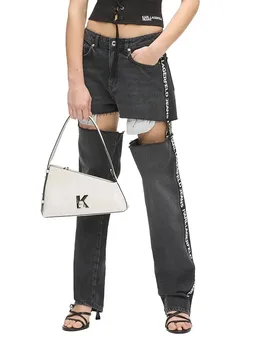 Karl Jeans Jeans A Vita Alta B2w10083 Straight Fit Washed Black 25 - Lagerfeld - FashionsVida