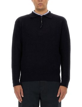 ASPESI Wool Knit Half-Zip Sweater
