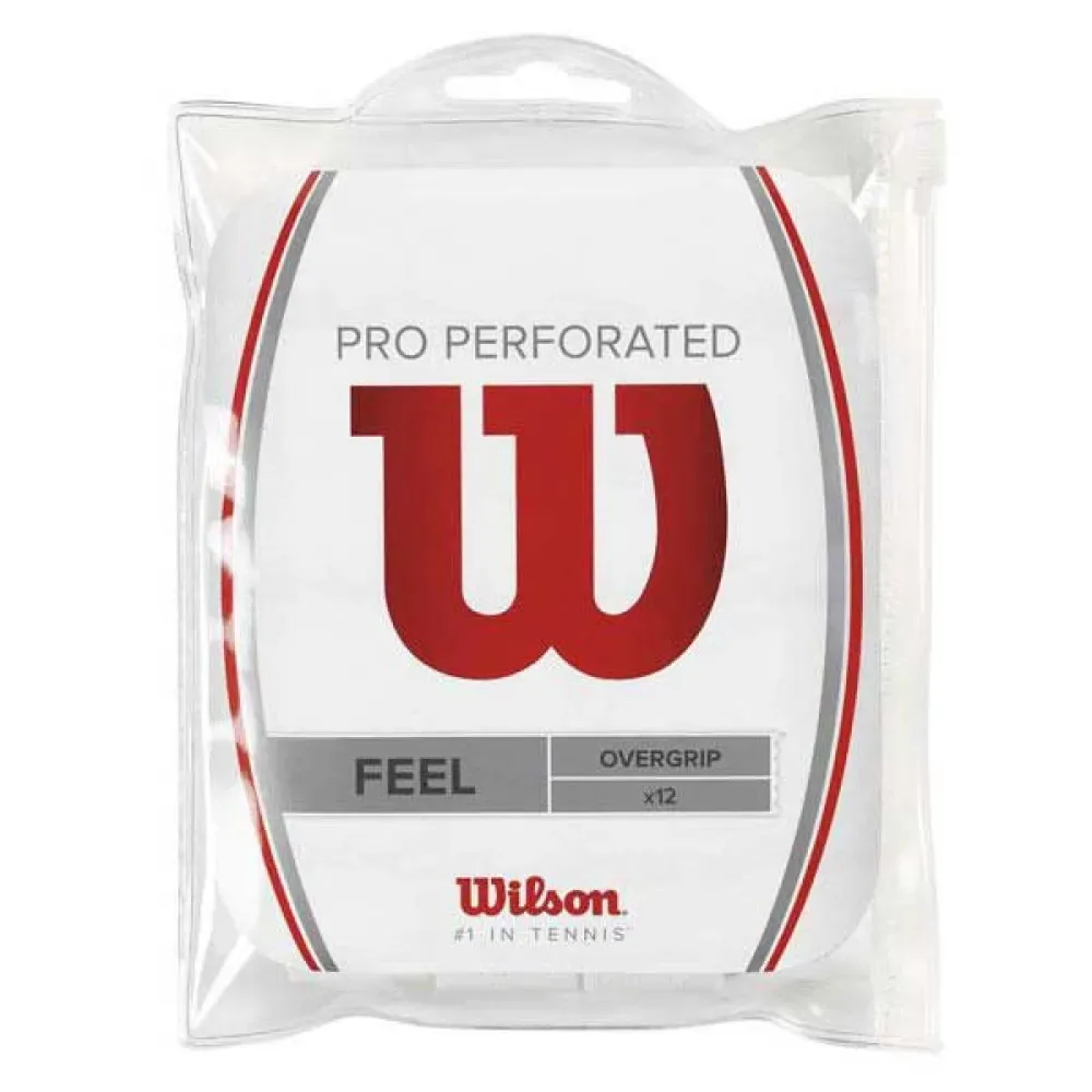 Pro Perforated Tennis Overgrip 12 Units White One Size - Wilson - FashionsVida