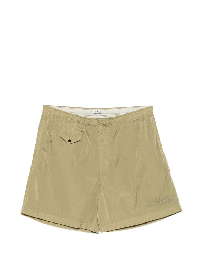 Nylon Swim Shorts with Drawstring Waist, Internal Mesh, Side and Button Pocket