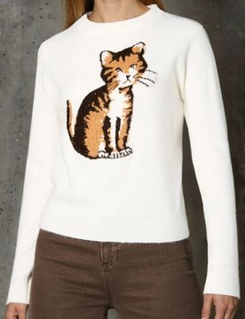 Maglione con stampa - panna