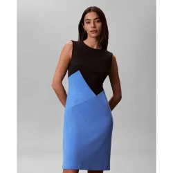 Vestido sin mangas scuba crepé color block