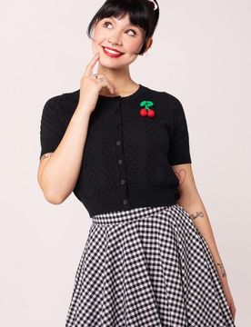 Rockabilly Cardigan - CLAUDIE CARDIGAN - XS bis 4XL - für Damen - Größe M - schwarz - Frauen - female