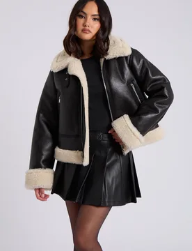 Womens Cropped Bonded Jacket - Black - Size 10 Uk - Urban Bliss - FashionsVida