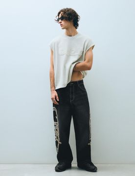 Jeans À Empiècements Latéraux 46 Noir