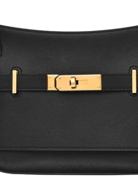 Black Evergrain Leather Mini Jypsiere with Gold Hardware - Hermes - FashionsVida