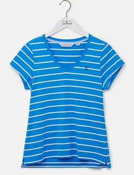 Ariana T-Shirt - Short-Sleeved V-Neck T-shirt - Bright Blue - Size: 8 - Lighthouse Clothing - FashionsVida