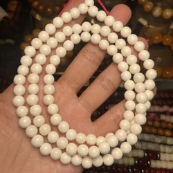 Natural original ecological deer bone 8mm round bead long string 108 plain beads multi-loop necklace