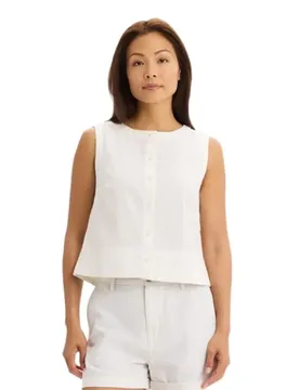 T-shirt Sans Manches Button-front Lucent White XS