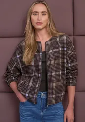 Jacke mit Rundhals und Cord-Struktur female Braun