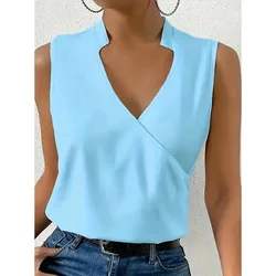 Fashionable Summer Easy Sleeveless Solid Color Women'S Shirt, Loose And Casual, Versatile Office Top Women