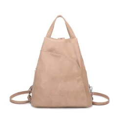 PU Leather Convertible Crossbody Sling Backpack Bag - Beige - Size: One Size