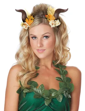 Faun Hörner Fee mit Blumen braun-beige-orange - male - KARNEVAL-MEGASTORE - FashionsVida