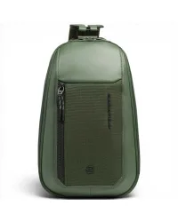 Monospalla S143 Unisex Verde in Pelle e Tessuto con Porta iPad mini