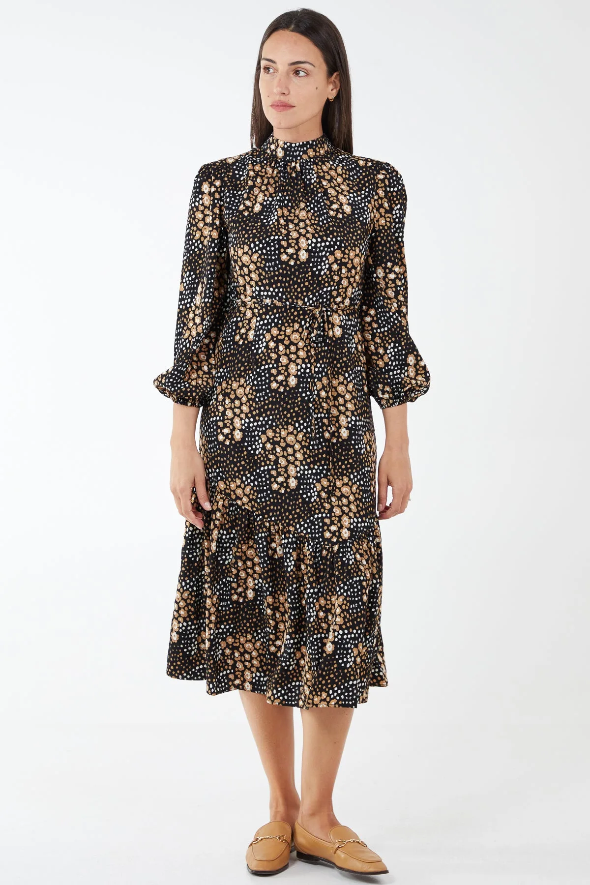 High Neck Tie Back Midi Dress - 14 / BLACK - female - Blue Vanilla - FashionsVida