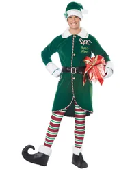Weihnachtself-Herrenkostüm für Weihnachten grün-weiß-rot