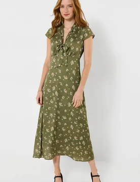 Women's Vintage Florals Tie Front Midi Dress in Green Size: 22 - Green - Size: 22 - Joe browns - FashionsVida
