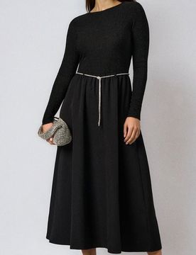 Sinsay - Vestito con cintura - nero