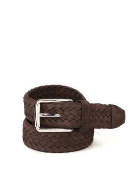 Cintura in suede moro intrecciato