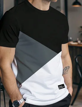 Camiseta de manga corta casual de cuello redondo con color contrastante, versátil para el verano - Shein - FashionsVida