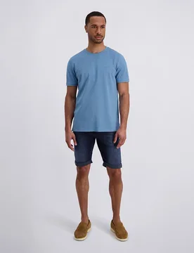 Bermuda denim de hombre tapered fit Airtouch azul oscura - Pierre Cardin - FashionsVida