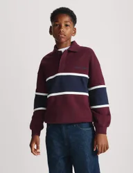 Cotton Rich Colour Block Rugby Sweatshirt (6-16 Yrs) Burgundy Mix male