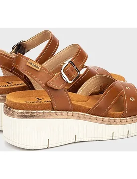 Sandalias de cuña de mujer de piel con suela extraligera - Pikolinos - FashionsVida