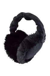 Womens Thermal Knit Ear Muffs with Faux Fur Trim - - Size: ONESIZE