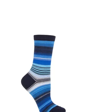 Women's 1 Pair Stripe Cotton Socks Navy 3.5-7 Ladies - Blue - Size: Small - Burlington - FashionsVida