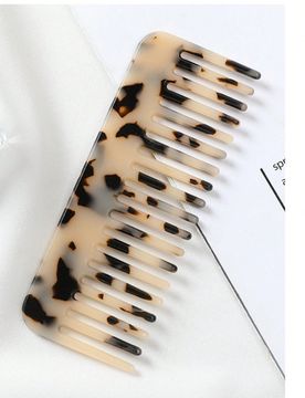 Peine de acetato con estampado de carey, de dientes anchos, de tamaño grande, adecuado para cabello grueso, rizado y ondulado, diseño de bolsillo, f