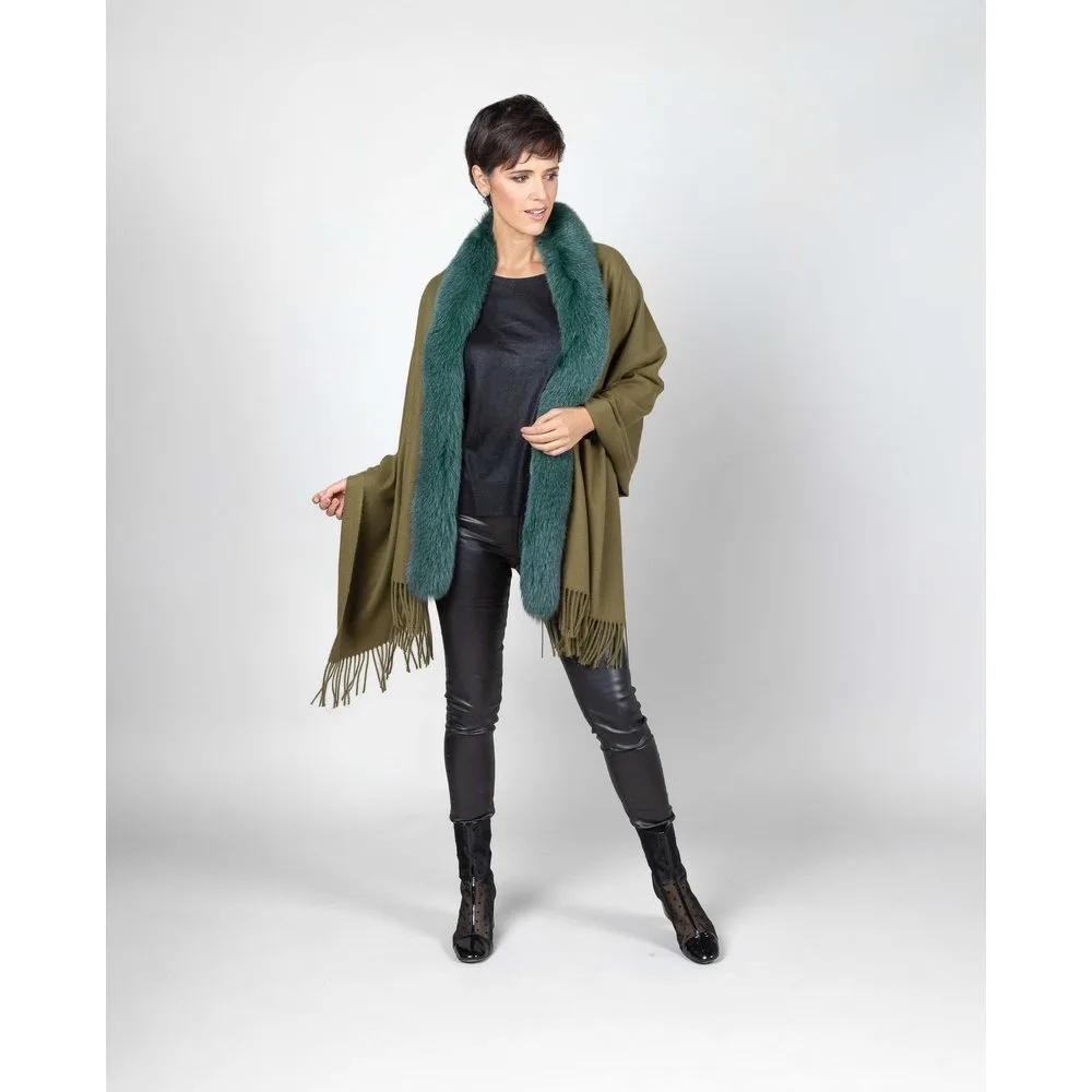 Capa de mujer de lana con ribete de zorro - De la Roca - FashionsVida