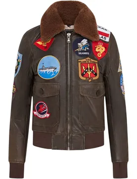 Women's A2 Top Gun Leather Bomber Jacket-Sunbury in Brown Size: 10 - Brown - Size: 10 - Infinity Leather - FashionsVida