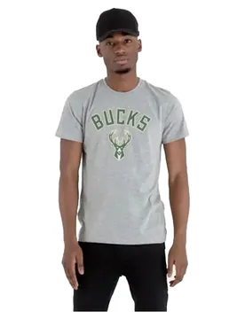 T-shirt à Manches Courtes Nba Regular Milwakee Bucks Grey Med M