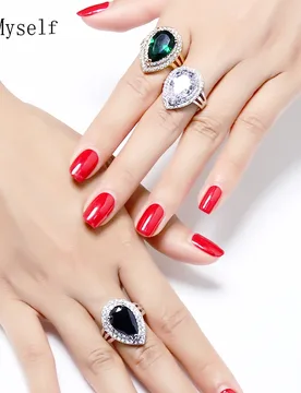 Colorful big water drop Designer ring Jewelry 4 Colors Blue Green White colors Crystal Copper Anniversary party stone rings - Aliexpress - FashionsVida