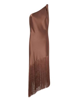 Vestito midi kiwi con monospalla