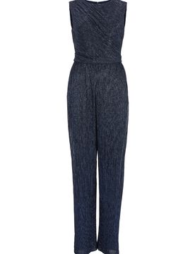 Plissierter Lurex-Jumpsuit ohne Ärm female