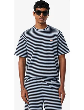 Camiseta de hombre de algodón de rayas con textura de manga corta - Lacoste - FashionsVida